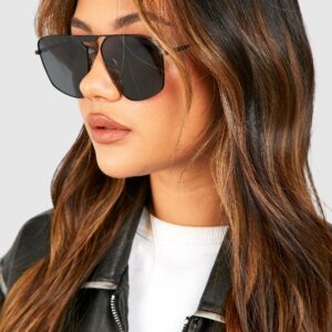 Womens Square Aviator Sunglasses - Black - One Size, Black