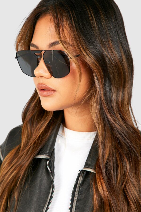 Womens Square Aviator Sunglasses - Black - One Size, Black