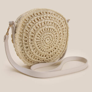 Womens Straw Round Shoulder Bag