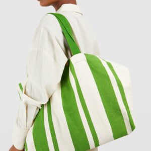 Womens Stripe Cotton Beach Bag - White - One Size, White