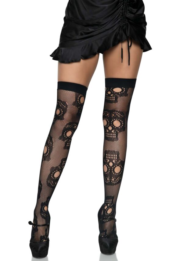 Women's Sugar Skull Thigh High Stockings