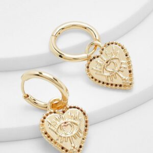 Womens Sunray Eye Heart Hoop Earrings - Gold - One Size, Gold