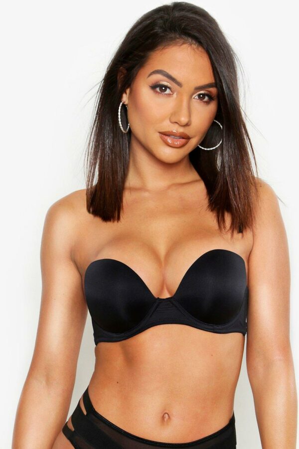 Womens Super Push Up Strapless Bra - Black - 36B, Black