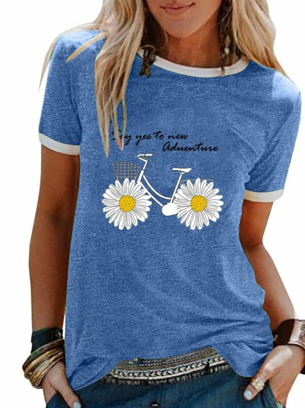 Women's T-shirt Summer T-shirt Short sleeve Casual T-shirt Floral T-shirt Loose H-Line Daily Crew neck Tops