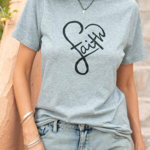 Women's T-shirt Summer T-shirt Short sleeve Casual T-shirt Heart/Cordate Printed T-shirt Loose H-Line Daily Crew neck Tops