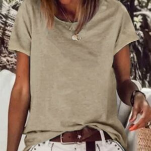 Women's T-shirt Summer T-shirt Short sleeve Casual T-shirt Plain T-shirt Regular Fit H-Line Daily Crew neck Tops