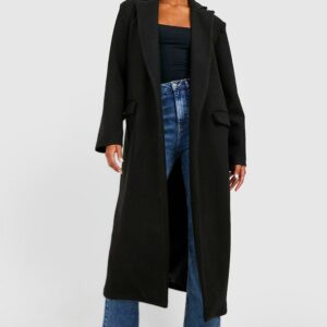 Womens Tall Oversized Wool Look Duster Coat - Black - 18, Black