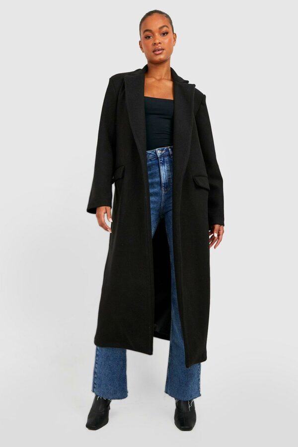 Womens Tall Oversized Wool Look Duster Coat - Black - 18, Black