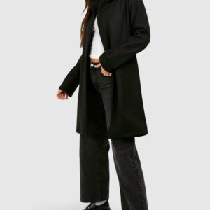 Womens Tall Tailored Wool Look Coat - Black - 8, Black