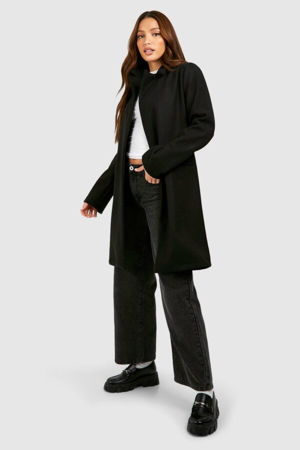 Womens Tall Tailored Wool Look Coat - Black - 8, Black