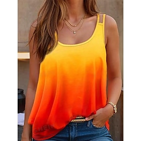 Women's Tank Top Camisole Ombre Print Vacation Stylish Casual Sleeveless U Neck Pink Summer