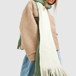 Womens Tassel Fringe Blanket Scarf - Green - One Size, Green