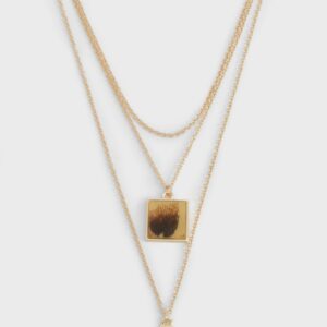 Womens Tortoise Shell Layered Pendant Necklace - Gold - One Size, Gold