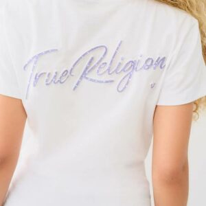 Women's True Logo V T-Shirt | White | Size XS | 100% Cotton | True Religion