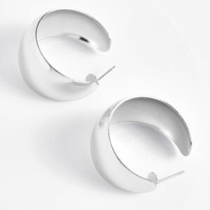 Womens Tubular Hoop Earrings - Grey - One Size, Grey