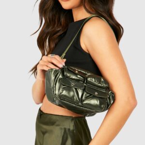 Womens Utility Cargo Shoulder Bag - Green - One Size, Green