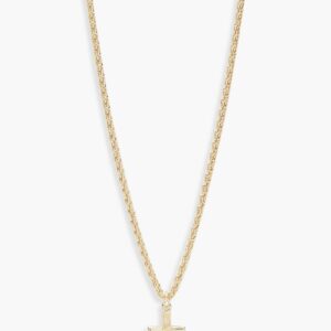 Womens Vintage Chain Cross Pendant Necklace - Gold - One Size, Gold