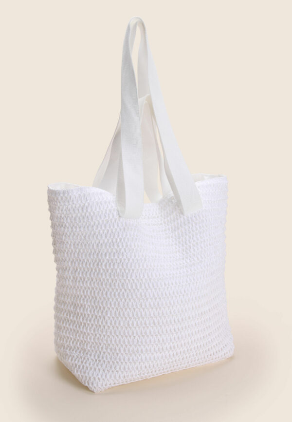 Womens White Woven Beach Bag