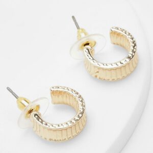 Womens Wide Chunky Ribbed Hoop Earrings - Gold - One Size, Gold