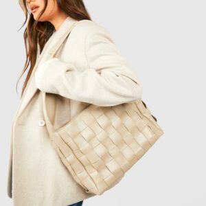 Womens Woven Detail Tote Bag - White - One Size, White