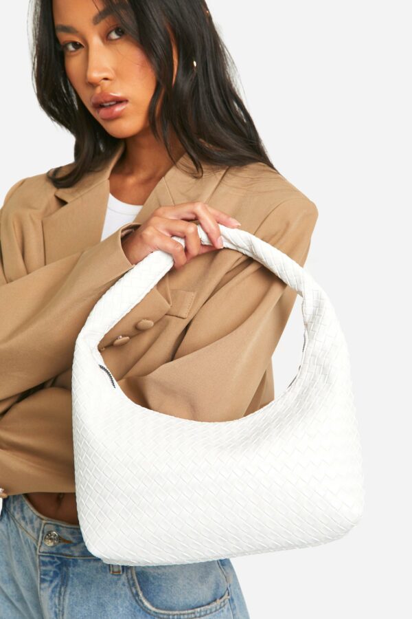 Womens Woven Shoulder Bag - White - One Size, White