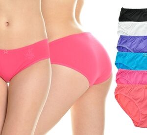 Women'sClassic Cotton Mid-Rise Bikini Panties (6 Pack) Large (8-10) Hipster - Butterfly