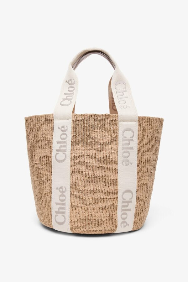 Woody raffia wild grey tote bag