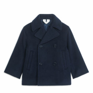 Wool Blend Pea Coat - Blue