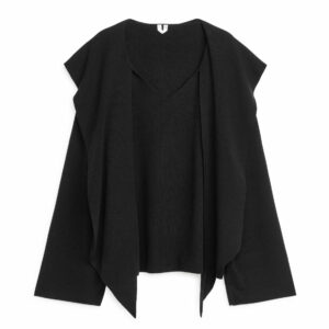 Wool Blend Scarf Jumper - Black