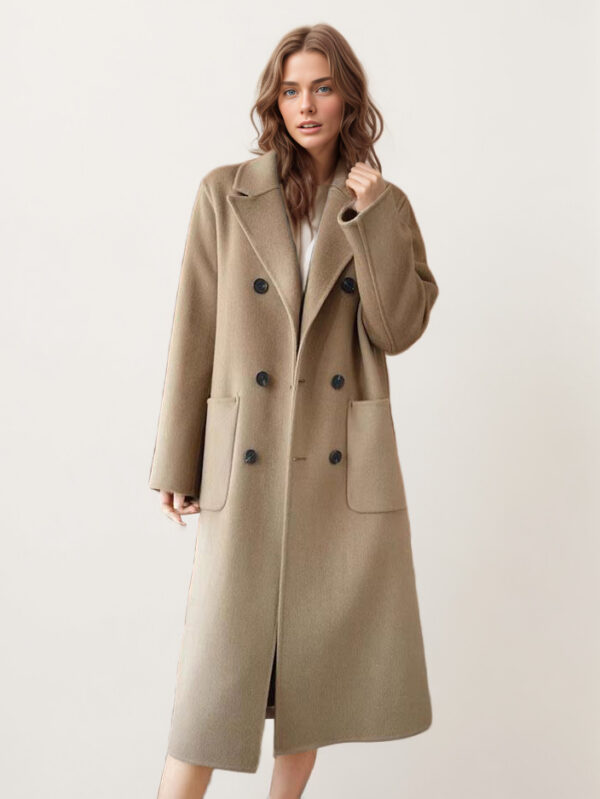 Wool Coats Single-Breasted Lapel Long Sleeves Women's Winter Outerwear