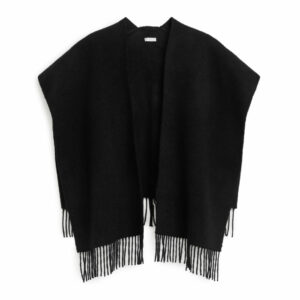 Wool Fringe Scarf - Black