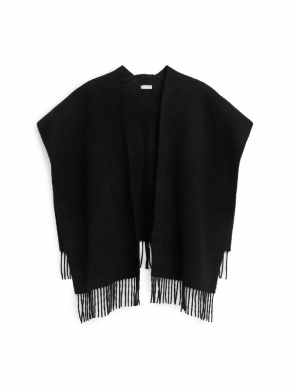 Wool Fringe Scarf - Black