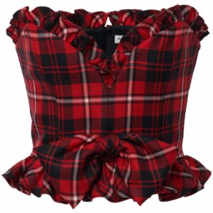 Wool Tartan Bustier W/bow