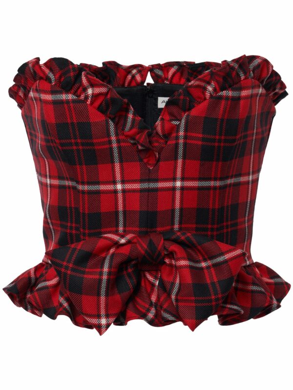 Wool Tartan Bustier W/bow