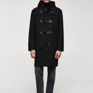 Wool hooded coat black - Man - XL - MANGO MAN