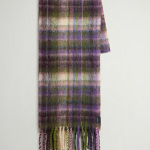 Woolrich Woman Alpaca, Mohair and Virgin Wool Scarf with Checked Pattern Lilac Size ONE