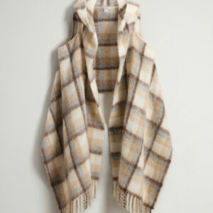 Woolrich Woman Hooded Cape Scarf in Alpaca, Mohair and Virgin Wool Beige Size ONE