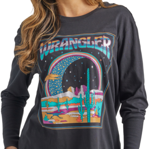 Wrangler Retro Desert Graphic Long-Sleeve T-Shirt for Ladies - Black Beauty - M