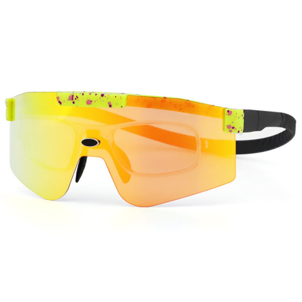 XQ-HD XQ-495A Colorful HD Bicycle Sunglasses Outdoor Riding Glasses Magnetic Suction Buckle Polarized Glasses for Men Women - Fluorescent Yellow Frame