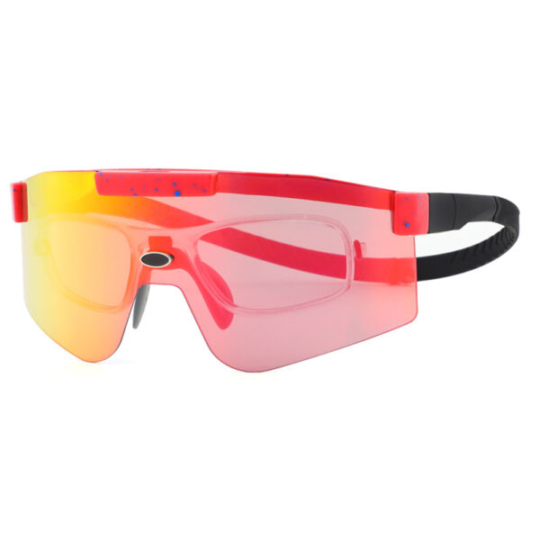 XQ-HD XQ-495A Colorful HD Bicycle Sunglasses Outdoor Riding Glasses Magnetic Suction Buckle Polarized Glasses for Men Women - Red Frame