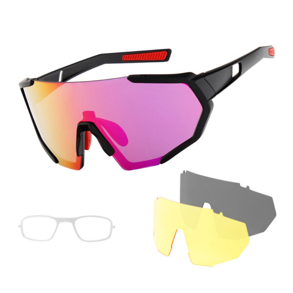 XQ-HD XQ-547 Windproof Cycling Glasses Men Women Sports Anti-UV Sunglasses Polarized Goggles - Black+Red Red