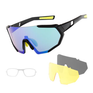 XQ-HD XQ-547 Windproof Cycling Glasses Men Women Sports Anti-UV Sunglasses Polarized Goggles - Black+Yellow Green