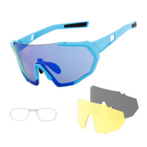 XQ-HD XQ-547 Windproof Cycling Glasses Men Women Sports Anti-UV Sunglasses Polarized Goggles - Blue+Black Blue