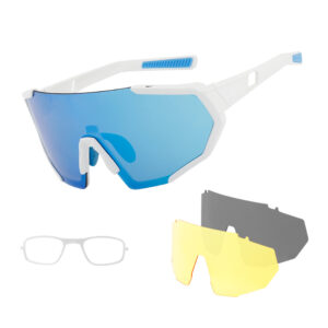 XQ-HD XQ-547 Windproof Cycling Glasses Men Women Sports Anti-UV Sunglasses Polarized Goggles - White+Blue Blue