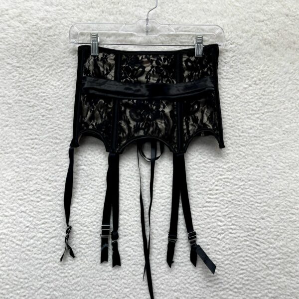 Y2K Vintage Frederick's Of Hollywood Garter Belt M Medium Black Lace Boning in White, Women's