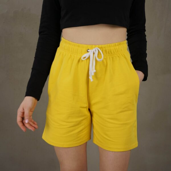 Yellow Cotton Shorts, Casual Women's Summer Shorts