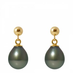 Yellow Gold Tahitian Style Pearl Earrings