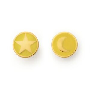 Yellow Star and Moon Stud Earrings