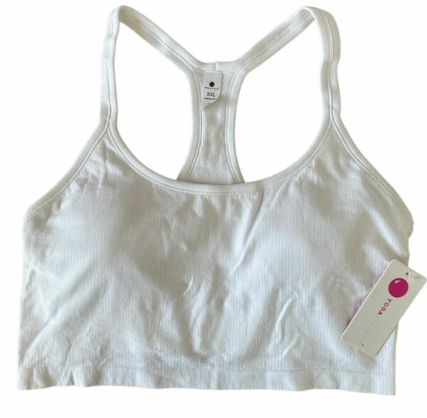 Yogalicious Women's Ribbed Padded Racerback Sports Bra Size XXL White