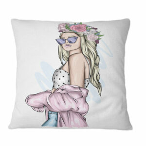 Young Stylish Woman With Sunglasses I - Modern Printed Throw Pillow